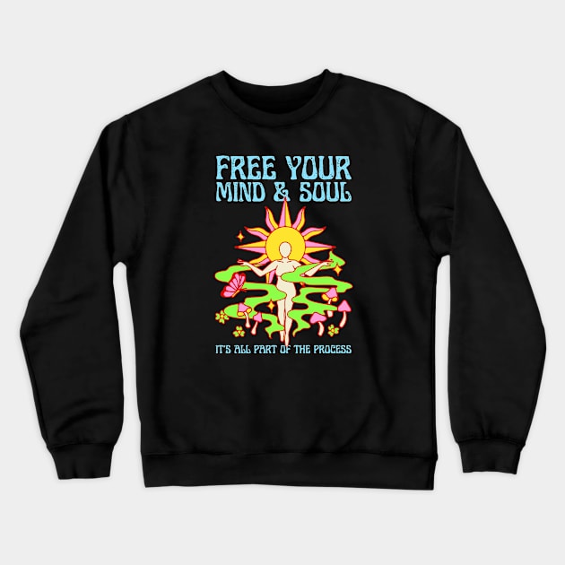 Free Your Mind Spiritual Woman Crewneck Sweatshirt by Mixmediarts 